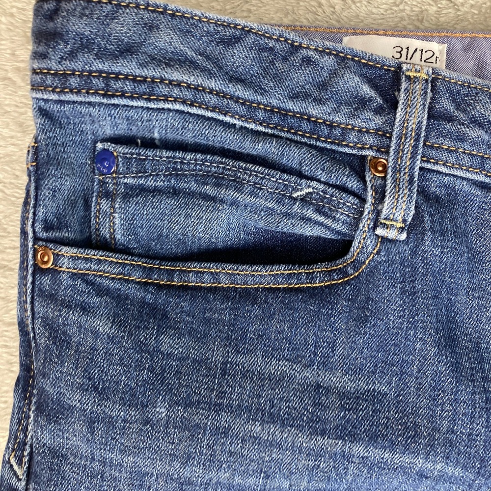 Gap 1969 Real Straight Jeans Womens 31/12r Medium Wash Blue Denim Stretch 34x32 - Picture 3 of 15